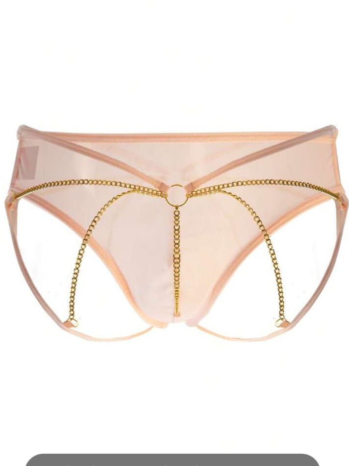 Men's Sexy Leopard Transparent Fitted Chain Connected Underwear